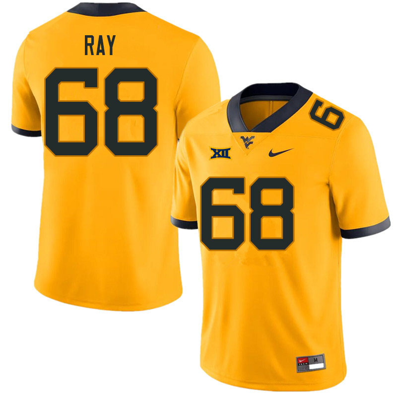Men #68 Dylan Ray West Virginia Mountaineers College Football Jerseys Sale-Gold